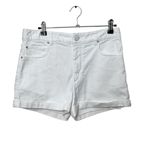 Isabel Marant White Denim Shorts High Rise Cuffed Hem Women’s Size US 6 Logo - Picture 1 of 9